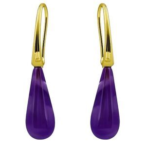 Macy's 14K Gold Plated Genuine Amethyst Stone Teardrop Earrings